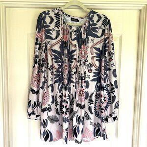 Reborn 1X Long Sleeve Floral Pintuck Tunic
